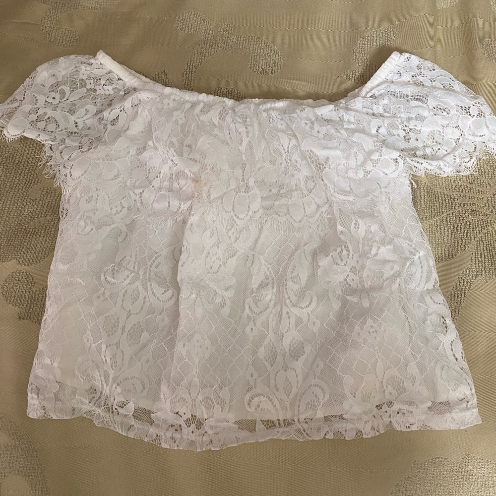 Hollister White Floral Lace Top